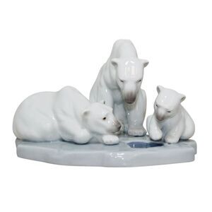 Lladro Figurine 1443 no box Bearly Love 1984 Polar Bear Family On Ice Vintage